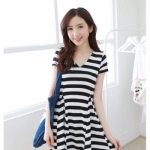 27A3(21152) 2015夏裝新款韓版連衣裙(條紋)