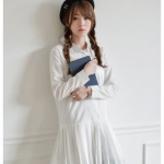 43B5(21063) 2015秋裝新款韓版連衣裙(單色白色)